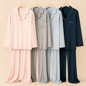 Pigiama morbido in cotone biologico modale in bambù da <span class=keywords><strong>donna</strong></span> pigiama da notte personalizzato in fabbrica - Product Image 2