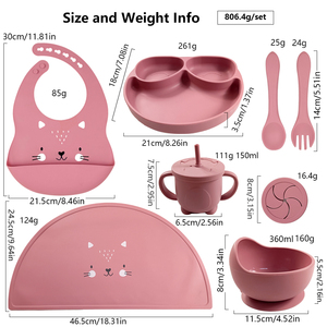 Vaisselle pour tout-petits à motif animal, très vendue, luxe, unisexe, ustensiles de repas, motif mignon, bébé babero, bol et assiette non toxiques - Product Image 4