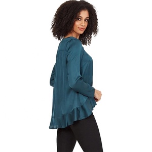 Moda Verde Esmeralda cuello tela suave transpirable mujeres superior de enfermería - Product Image 2