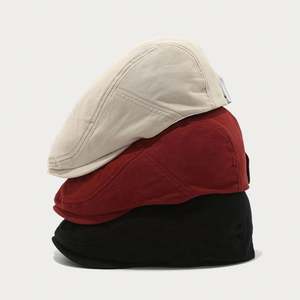 Boina Japonesa Artística de Ala Corta para Mujer, Sombrero Retro de Primavera/Verano, Gorra de Pintor Lisa para Hombre - Product Image 3