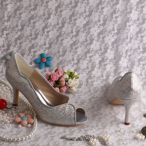 Scarpe da Festa <span class=keywords><strong>Argento</strong></span> con Tacco Medio e Punta Aperta per <span class=keywords><strong>Donna</strong></span> - Product Image 2