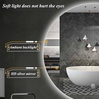 Miroir mural LED sans cadre en forme de demi-lune, miroir intelligent à éclairage personnalisé pour salle de bain RM-HM80