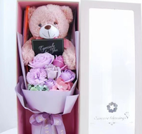 Roses artificielles en gros, ours en peluche, bouquet de fleurs de savon en forme de rose pour la Saint-Valentin, Noël, à offrir à votre petite amie, à votre amant