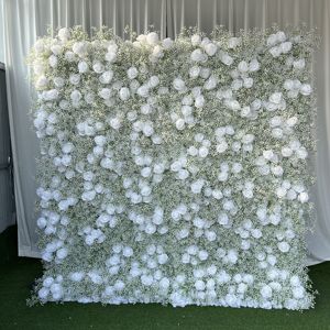 KE-WA016 Panel de Pared de Flores Artificiales Rosadas al por Mayor, 8 pies x 8 pies, Panel de Pared de Rosas Enrollable para Decoración de Bodas - Product Image 4
