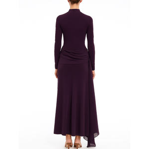 فستان شيفون نسائي أنيق بأكمام طويلة مصنوع حسب الطلب بالجملة، فستان ماكسي منسوج قابل للتنفس وصديق للبيئة مع خصر مجعد - Product Image 2