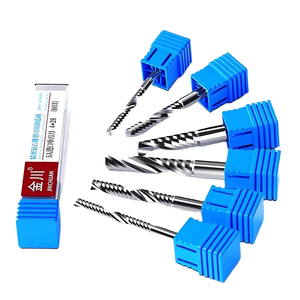 Jinchuan ดอกเราเตอร์แบบเกลียวเดี่ยวขนาด3 6มม. สำหรับงานกัดเราเตอร์ทังสเตนเหล็ก <span class=keywords><strong>CNC</strong></span> เราเตอร์บิตสีเคลือบไม้ขนาด3.175มม. 10มม. - Product Image 1