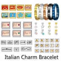 Gelang Pesona Italia Y2k Kustom DIY Berlapis Emas Romantis Cinta Gelang Pesona Baja Tahan Karat Perhiasan Fashion Wanita Hadiah