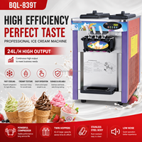 Machine à crème glacée de bureau commerciale Machine à crème glacée molle à faible puissance Petite machine à crème glacée à trois couleurs personnalisée