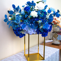 Bunga pernikahan berkualitas tinggi biru bunga buatan centerpiece mawar Babaysbreath daun bola bunga mewah untuk Dekor pernikahan