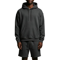 Ensemble de survêtement deux pièces pour homme, sweat à capuche oversize uni et short en molleton doux, tenue décontractée de style urbain