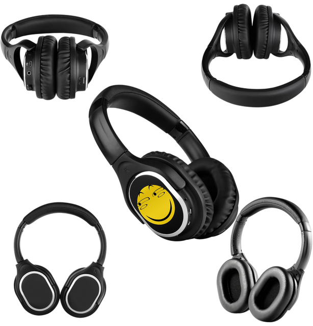 RF998A 3-CH UHF Silent Disco Headphones, Long Range Wireless Stereo Headset for Audio Tour, Over-Ear Headphone with Custom Logo