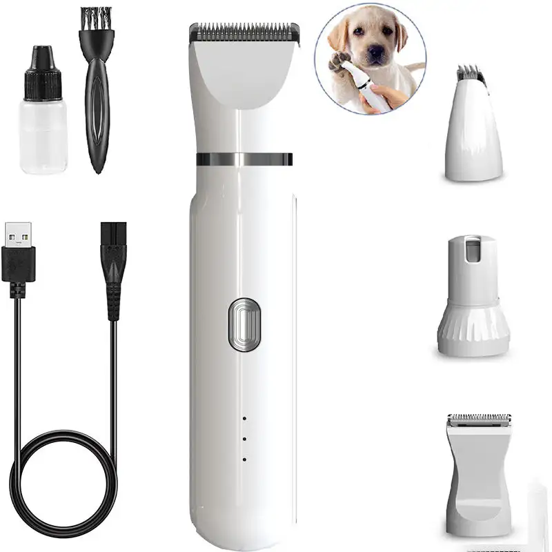 New Trend 4 in 1 Portable Pet Grooming Tools Rechargeable Low Noise Pet Nail Clipper