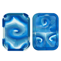 Conteneurs de stockage d'aliments réutilisables à 3 compartiments pour enfants Boîtes à lunch pliantes en silicone pour enfants avec fourchette
