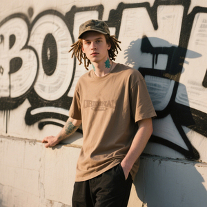 เสื้อยืดพิมพ์ลายนูนโลโก้แบบกำหนดเอง เสื้อยืดผู้ชายผ้าฝ้ายออร์แกนิคทรงโอเวอร์ไซส์ ลายกราฟิกแบบกำหนดเอง เสื้อยืดผู้ชายแบบนูน 3 มิติ - Product Image 2