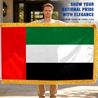 Drapeau personnalisé en gros 90x150cm Drapeau des Émirats arabes unis en polyester durable Drapeau national des EAU avec franges décoratives