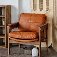 Meubles de salon Cadre en bois Cuir Loisirs Canapé simple Fauteuils