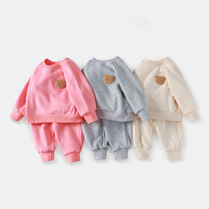 Conjunto de Suéter Informal para Niños y Niñas, Otoño Invierno, Sudadera con Capucha Acolchada de Dos Piezas, Ropa Deportiva Simple, Cómoda y Cálida para Bebés - Product Image 2