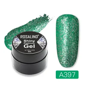 ROSALIND özel logo oem nail art parlak platin glitter renk jel cila 5ml yarı kalıcı uv led ışık jel 24 renk