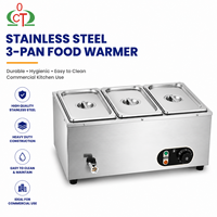 Edelstahl 201 Bain-Marie 3-Behälter 1500W 110V/220-240V Buffet Speisenwärmer 85-100°C Automatische Temperaturregelung