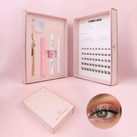 Kit de Cils en Touffes Personnalisé en Gros Marque Privée Fibre Végétale DIY Extensions de Cils Kit d'Extensions de Cils en Grappes