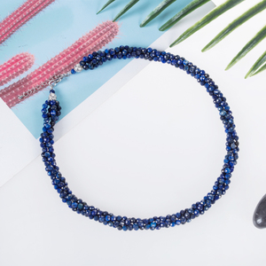 Collar de Piedras Preciosas Estilo Bohemio con Cadena de Aleación de Cobre Trenzada con Lapislázuli, Chapado en Oro para Bodas y Fiestas - Product Image 1