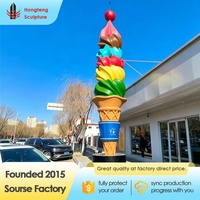 Grande sculpture géante de cornet de crème glacée 3D de 1,5m à 4,0m pour la décoration de magasin de crème glacée