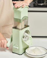 RVS handmatige roterende kaasrasp met 3 verwisselbare messen, bredere invoer, mandoline, trommelsnijder, julienne-snijder