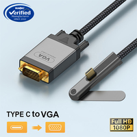 Câble USB C vers VGA 1080P Full HD, adaptateur Type C vers VGA, cordon tressé en alliage d'aluminium plaqué or pour moniteur, projecteur, ordinateur portable