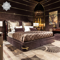 De cuero de cama tamaño King italiano moderno dormitorio de lujo importados moderno de cuero de nobuk de muebles para el hogar cabecero de la cama.
