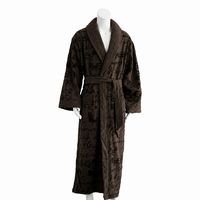 Peignoir Jacquard en Coton Pur Marron Doux 500 GSM avec Col Châle pour Hôtel et Maison, Style Enveloppant pour Homme, Service ODM