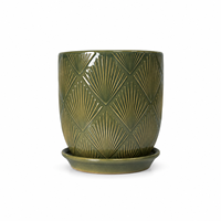 Pot de fleurs en céramique moderne de 8 pouces avec soucoupe de drainage, pots et jardinières pour une utilisation intérieure