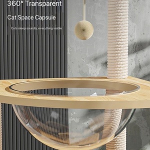 Durable Modern <strong>Large</strong> Wood <strong>Scratching</strong> <strong>Post</strong> with Plush Ball Toy Kitten Indoor Climbing Frame <strong>Cat</strong> Tree House - Product Image 4