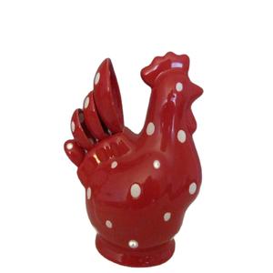 Porta Cucharas Medidoras de Cerámica, Decoración de Cocina Personalizada, Diseño Único en Forma de <span class=keywords><strong>Gallo</strong></span> con Motas Rojas - Product Image 1