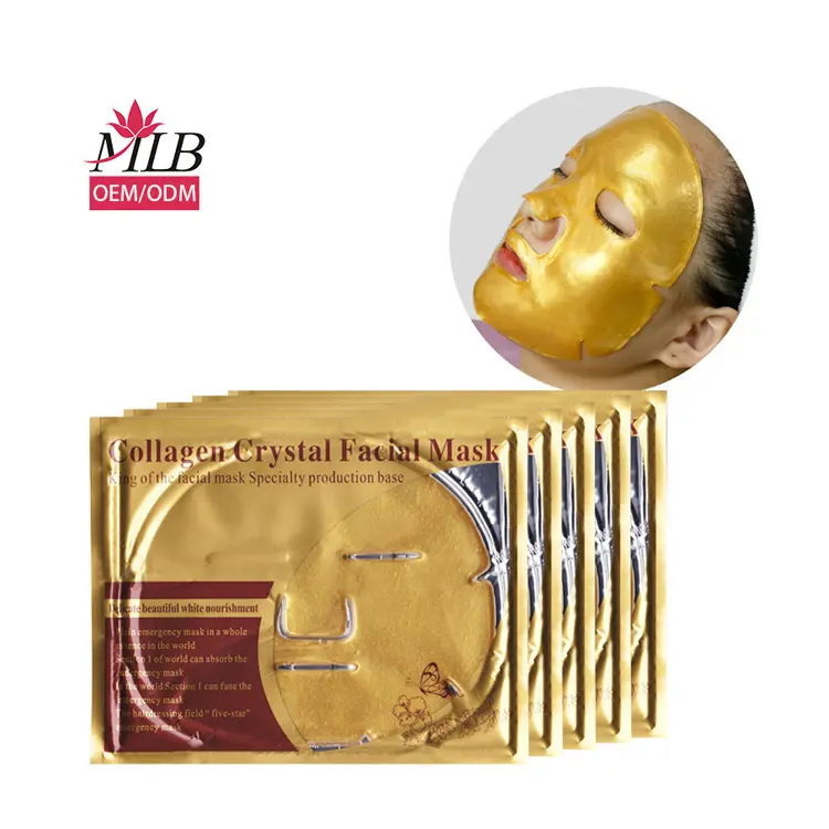 Mascarilla facial de colágeno de cristal blanqueador hoja dorada gel oro puro 24K