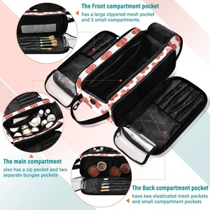 Hawaiian Hau Flower Design Large Capacity Waterproof Zipper Portable Travel Makeup Cosmetic Bag Organizer Soft Handle for Women - Product Image 5