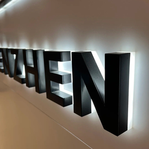 Lettres encastrées murales personnalisées en acier inoxydable chromé brossé écologique avec bandes LED acryliques rétroéclairées pour la publicité - Product Image 2