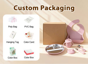 Assiette en acier inoxydable à ventouse pour enfants, personnalisable, lavable au lave-vaisselle, ensemble d'alimentation pour bébé en silicone avec manches en silicone amovibles - Product Image 6