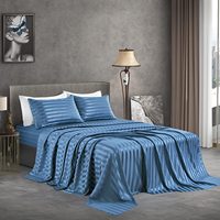 Parure de lit en satin rayé tissé de luxe en gros, housse de couette 100% polyester, moderne, tailles twin, queen, king, 3 pièces, maison, hôtel, mariage