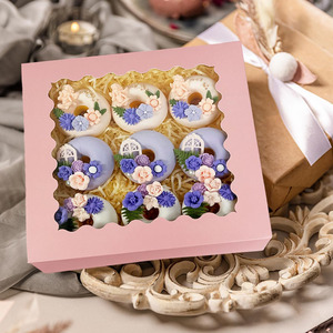 B422 קרטון ורוד קל להרכיב עוגיות מקרון תיבות מאפייה חלון אוטומטי פופ הסיטונאי לנקות את החלון הסיטונאי - Product Image 4