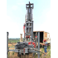 Machine de forage de puits d'eau hydraulique rotative portable de 300 mètres, alimentée au diesel, avec boîte de vitesses et pompe