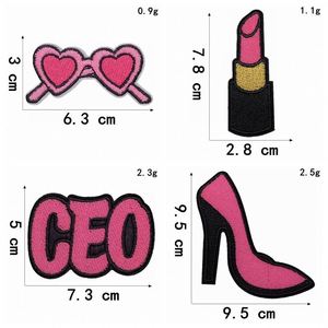 Patchs brodés thermocollants personnalisés de créateur, style Afro Black Girl Pink Style Mouth Lips Heels Ceo, pour vêtements - Product Image 4