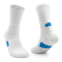 Chaussettes de basket-ball pour hommes, chaussettes épaisses en tricot à semelle en tissu éponge, chaussettes de sport de longueur moyenne pour la course à pied et les activités de plein air