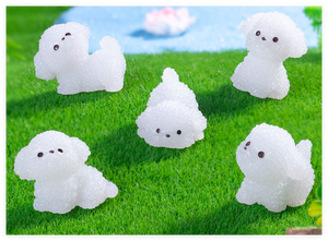 Statue lumineuse fluorescente de dessin animé mignon poussant dans le noir animaux résine matériel figurines miniatures chien décoration d'aquarium - Product Image 6