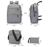 Sac d'ordinateur portable multifonctionnel en tissu Oxford personnalisé avec logo, antivol, imperméable, recyclé, pour affaires, étudiant, avec port USB