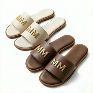 Zapatos de mujer, pantuflas, sandalias planas con punta cerrada, sandalias de verano a la moda, zapatos cómodos estilo slip-on - Product Image 1