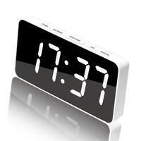 Jam cermin Led Digital multifungsi, jam meja tampilan waktu cermin Led dengan Logo kustom produk baru