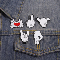 Pin Bros Promosi Kartun Lucu, Lencana Imut Bentuk Gerakan Jari, Pin Enamel Logam Hati Merah, Antik Modern Custom