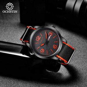 นาฬิกาควอตซ์ OCHSTIN 7074D สำหรับผู้ชาย หน้าปัด <span class=keywords><strong>24</strong></span> ชั่วโมง แสดงวันที่คู่ สายไนลอน กันน้ำ 3ATM นาฬิกาข้อมือลำลองสำหรับกิจกรรมกลางแจ้ง - Product Image 3