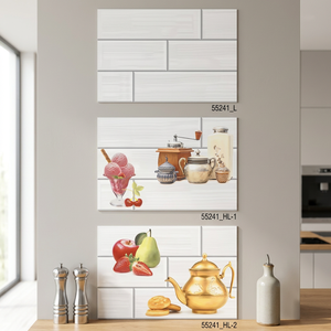 Azulejos de pared de cerámica impresos en HD blancos de cocina de restaurante 12x18in 30x45cm acabado esmaltado brillante disponible para la venta - Product Image 1