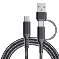 Kabel Data 2-in-1 Tipe C ke Tipe-C USB-A, Harga Grosir Pabrik Terjangkau, Bahan Aluminium Alloy dan Jalinan Nilon untuk Ponsel